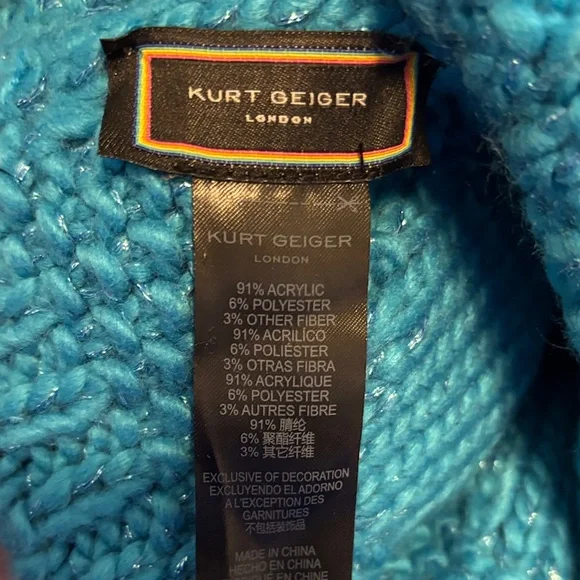 Kurt Geiger  Blue sparkle Knit Beanie Kurt GeigerBlue sparkle Knit Beanie main image 3